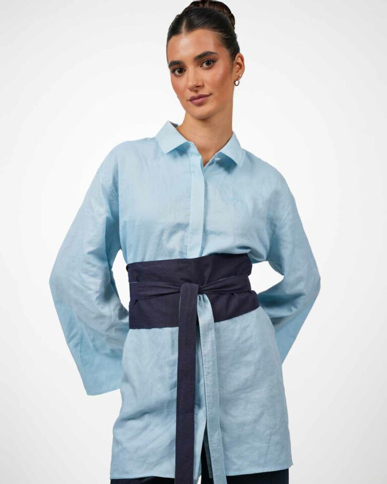 Strahlenschutz Oversize Bluse Hellblau.